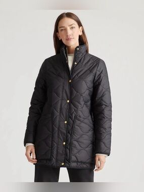 Quince Featherless Quilted Black Long Puffer Jacket - NWT